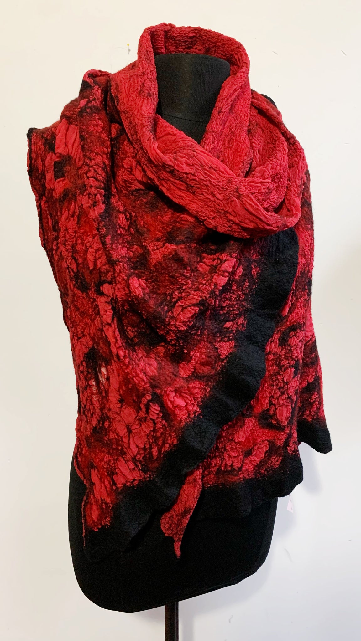Red and Black Felted Scarf