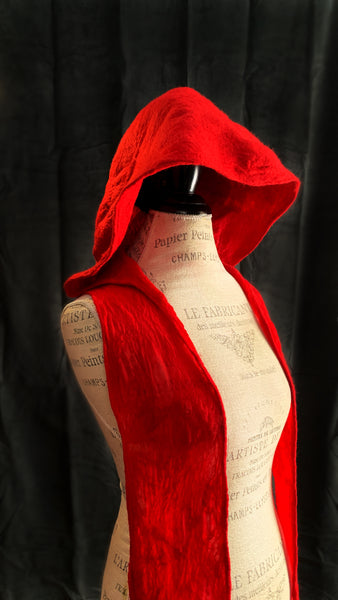 Red Ritual Hood with Scarf
